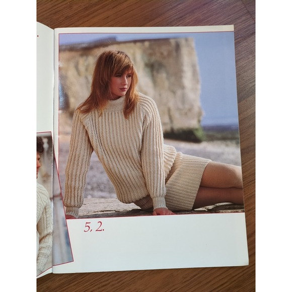 Vtg Fisherman Sweater Knitting Patterns Aran Motifs 80s Cardigan Patons 514 Wool - Picture 5 of 9
